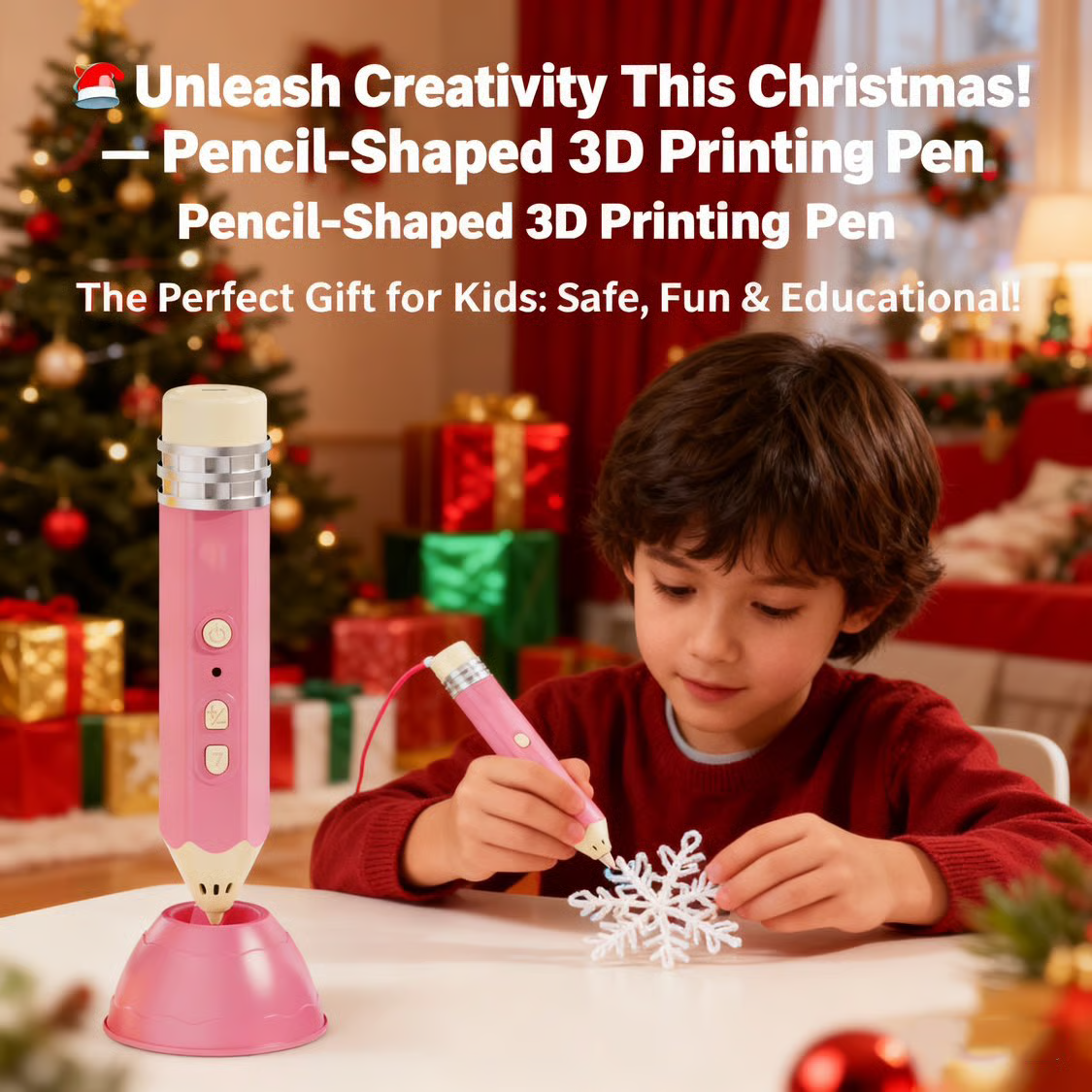 Pencil-shaped 3D printing pen and accessories