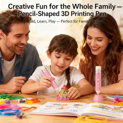 Pencil-shaped 3D printing pen and accessories